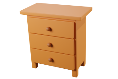 Tahta Üç Çekmeceli Dresser 'ın çizimi