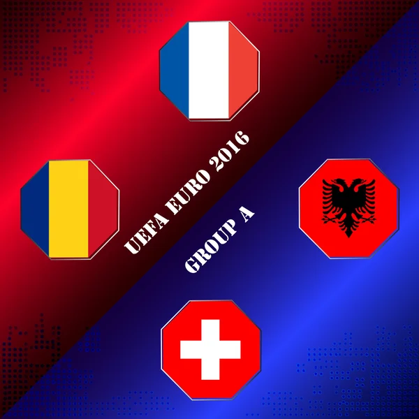 L'UEFA EURO 2016 chez France membre du groupe A — Image vectorielle