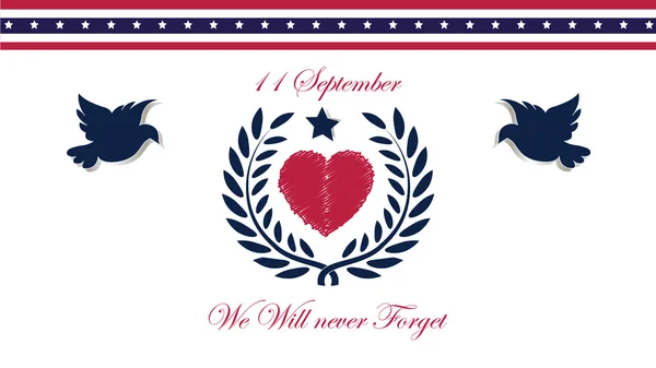 11 september USA, We will never forget — Stock Vector