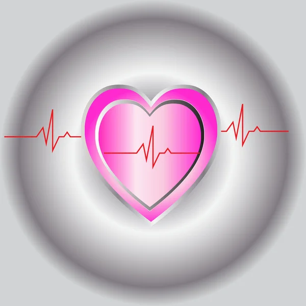 Pink heart beat — Stock Vector