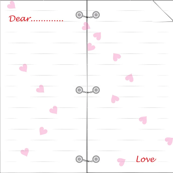 Kärleksbrev med rosa hjärta vattenstämpel — Stock vektor