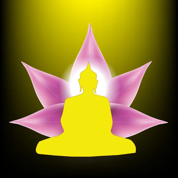 Lotus yaprakları ile oturan Buddha silüeti