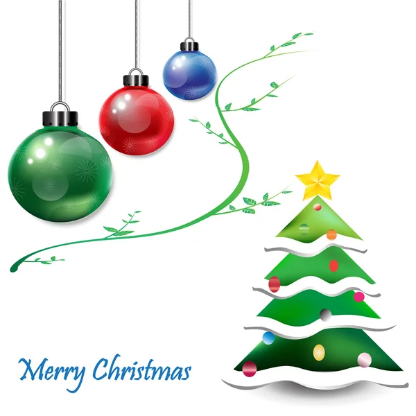 Bolas decorativas de Navidad con árbol de Navidad — Vector de stock