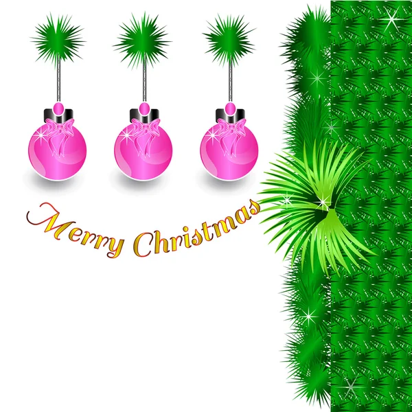 207. Año nuevo fondo con aislado bola de Navidad rosa en whi — Vector de stock