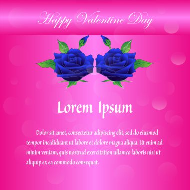 Sevgililer günü pembe bir arka plan üzerinde Mavi gül desenli