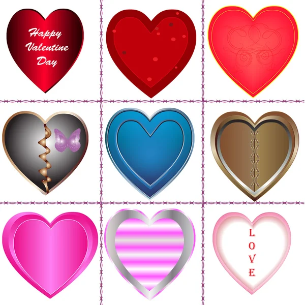 Valentine hjärta nio stlye — Stock vektor
