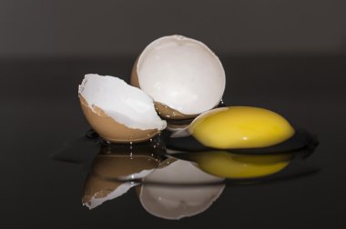 Karanlık bir arka plan üzerinde tavuk yumurta