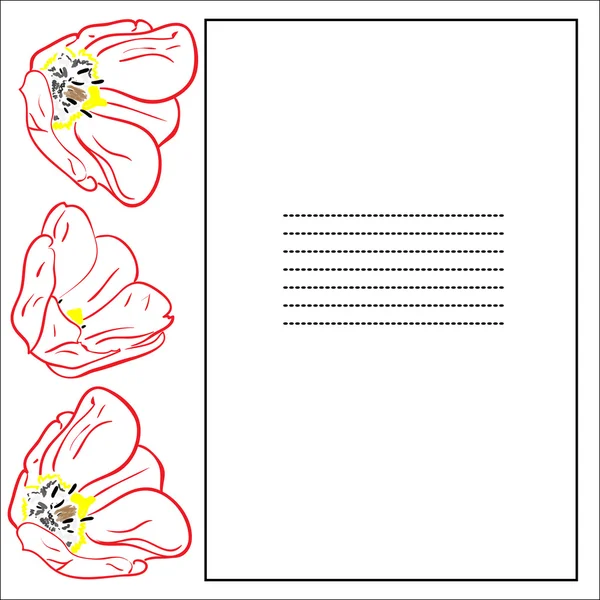 Carte de voeux avec tulipes et cadre . — Image vectorielle