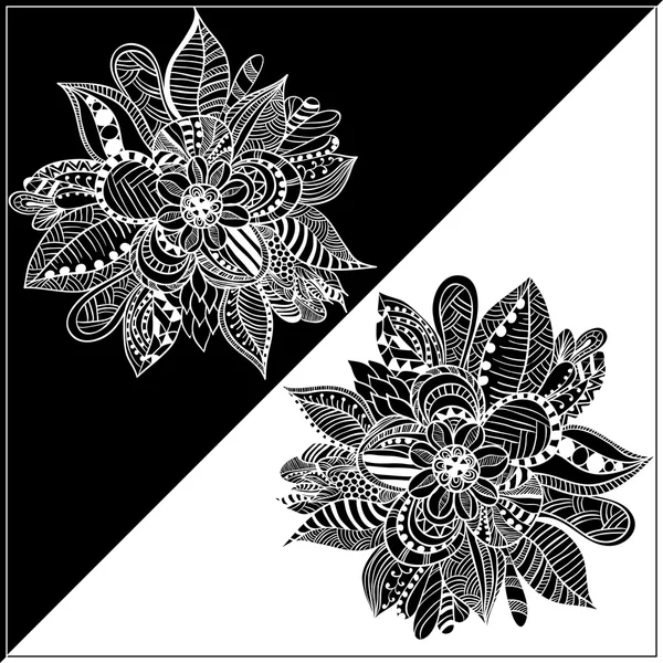 Black and white frame with abstract image of a flower. — Stock Vector