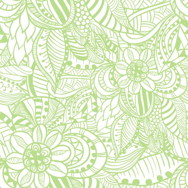 Nahtloses Muster im Doodle-Stil in hellgrüner Farbe. — Stockvektor