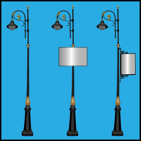 Trois lampadaires — Image vectorielle