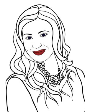 Kroki bir kız portresi. İhale bir gülümseme.