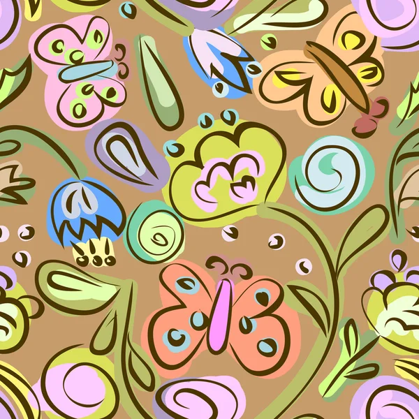 Motif sans couture avec des motifs floraux — Image vectorielle