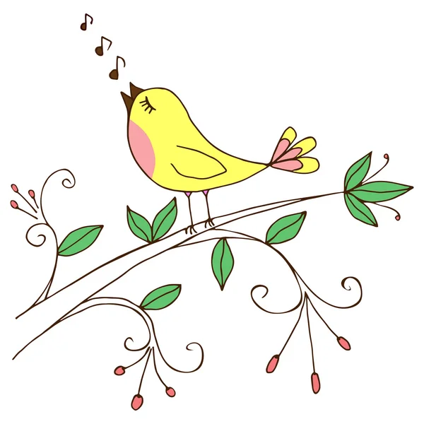 Picture Singing bird — Stock Vector