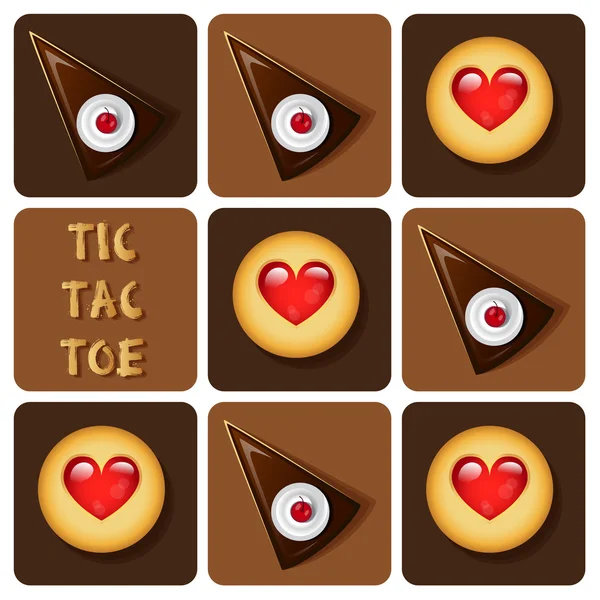 Tic-Tac-Zehe von Keks und Kuchen — Stockvektor