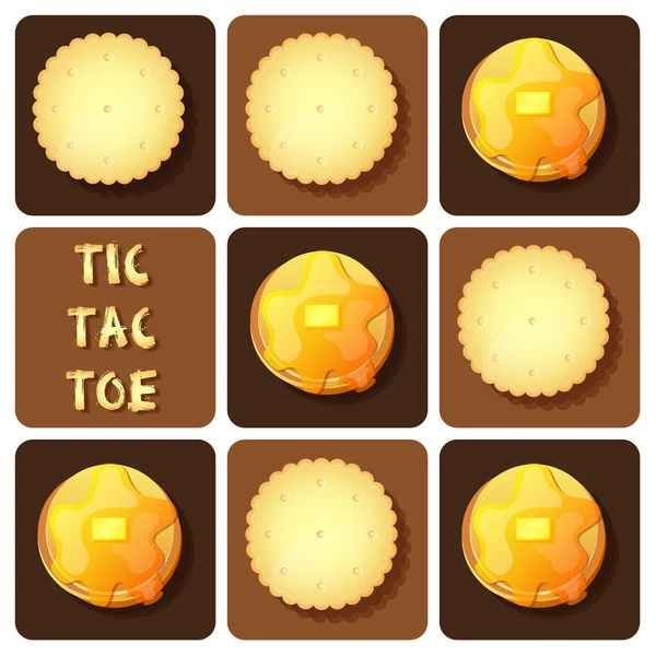 Tic-Tac-Toe de bolacha e panqueca — Vetor de Stock