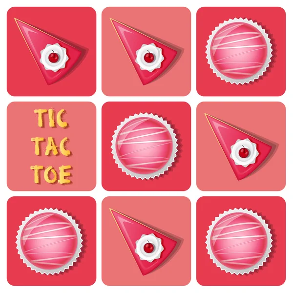 Tic-Tac-Toe из клубничного торта и торта — стоковый вектор