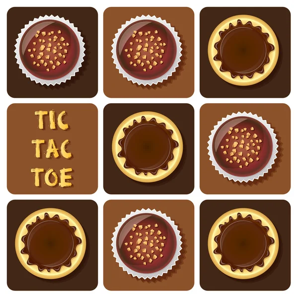 Tic-Tac-Toe de pudding et boule de chocolat — Image vectorielle