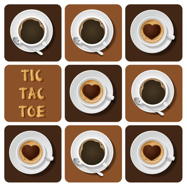 Tic-Tac-Toe de cappuccino et espresso — Image vectorielle