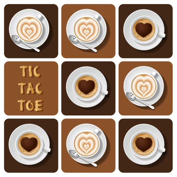 Tic-Tac-Toe van cappuccino en latte — Stockvector