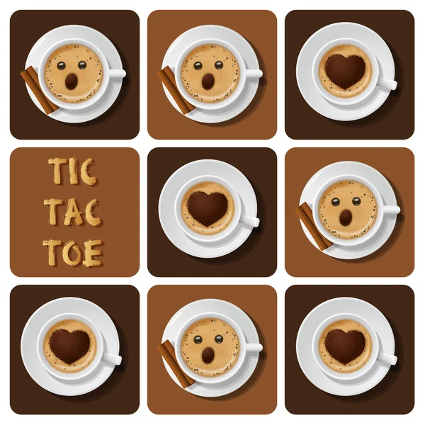 Tic-Tac-Toe de cappuccino — Vector de stoc