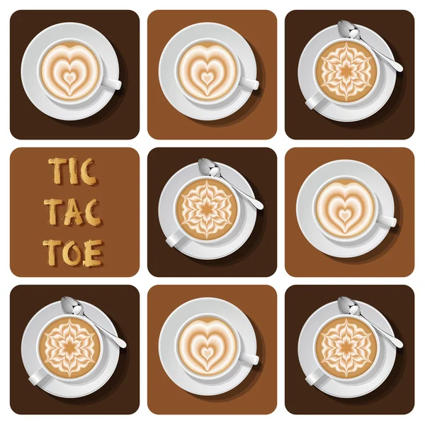 Tic-Tac-Toe latte kunstwerk — Stockvector