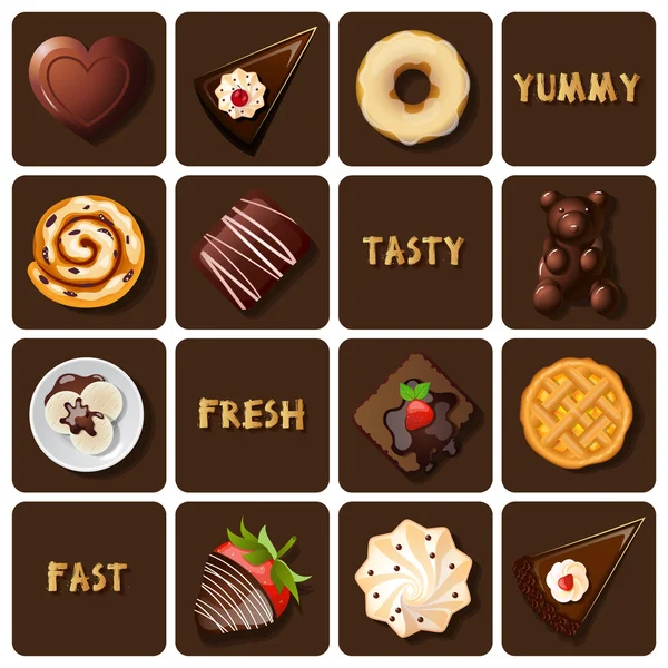 Collection of dessert and baked goods — Stock Vector