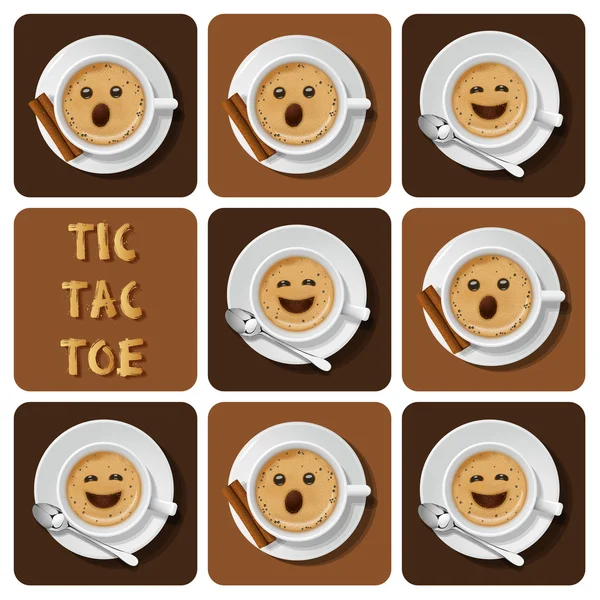 Tic-Tac-Toe di cappuccino — Vettoriale Stock