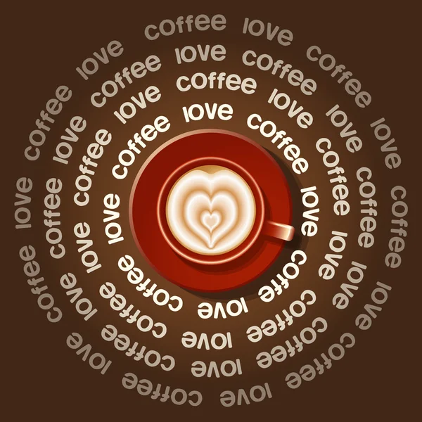 Taza roja de corazón ondulado en arte Latte — Archivo Imágenes Vectoriales