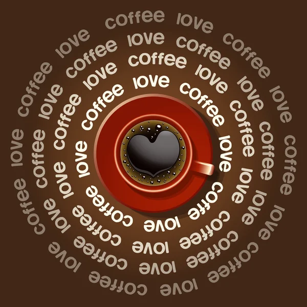 Taza roja de corazón en café negro — Archivo Imágenes Vectoriales