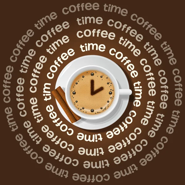 Taza de reloj en capuchino — Vector de stock