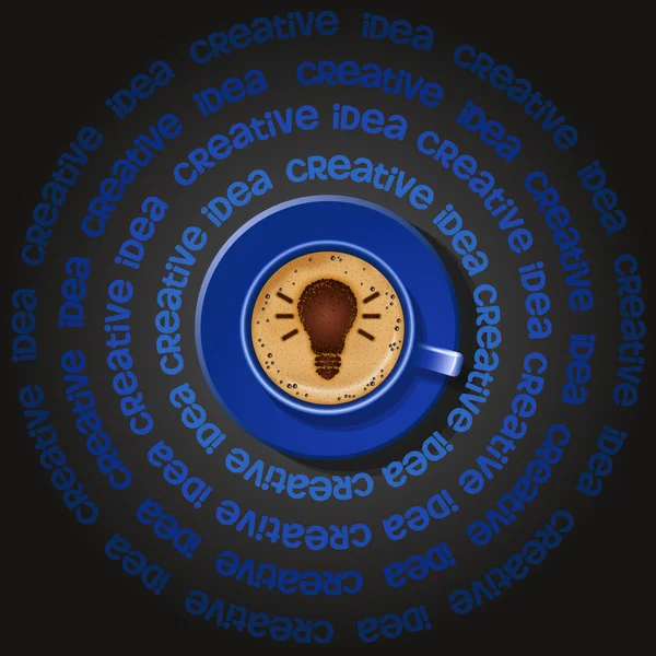 Tasse bleue d'ampoule au cappuccino — Image vectorielle