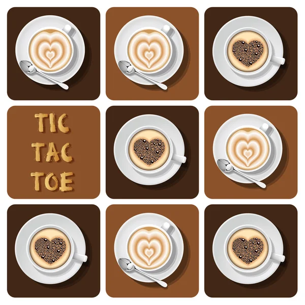 Tic-Tac-Toe van cappuccino en latte — Stockvector