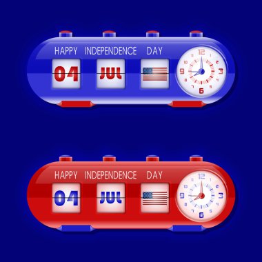 4th of July with table flap clocks and number counter clipart