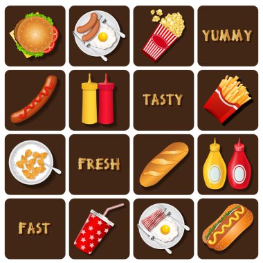 Ilustraţie de mezeluri şi ou prăjit şi ketchup şi muştar, în joc de tic-tac-n picioare