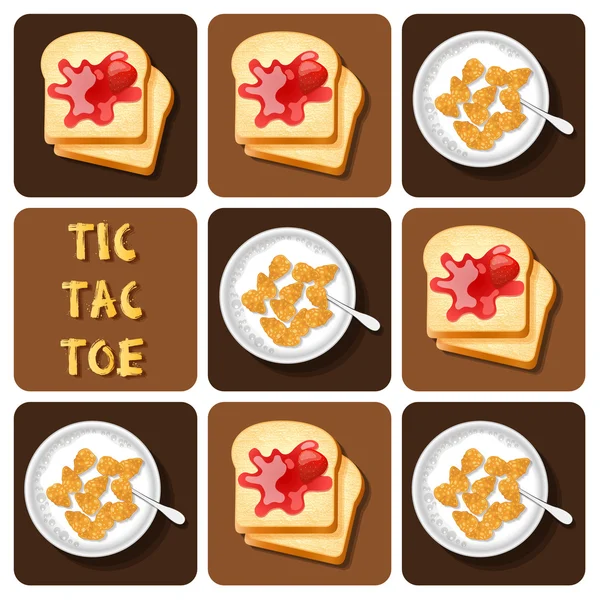 Abbildung von Speck und Spiegelei und Ketchup und Senf in Tic Tac Toe-Spiel — стоковый вектор