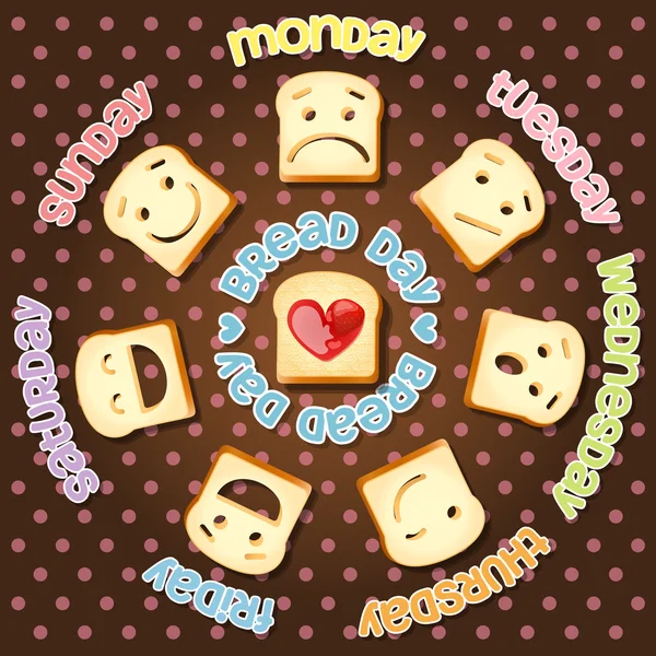 Différentes émotions de pain tranché dans chaque jour — Image vectorielle