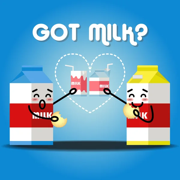 Cartons de lait lait de consommation et craquelin — Image vectorielle