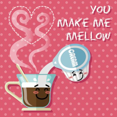 kahve ve kahve creamer gülümseyen çizgi film