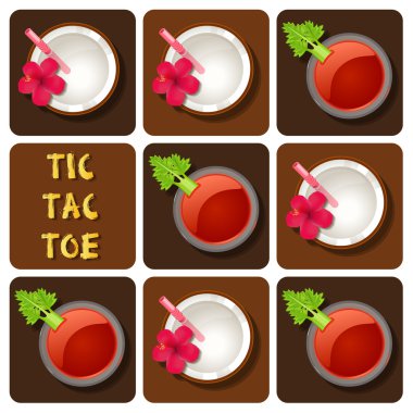 Tic Tac Toe domates suyu ve Hindistan cevizi su