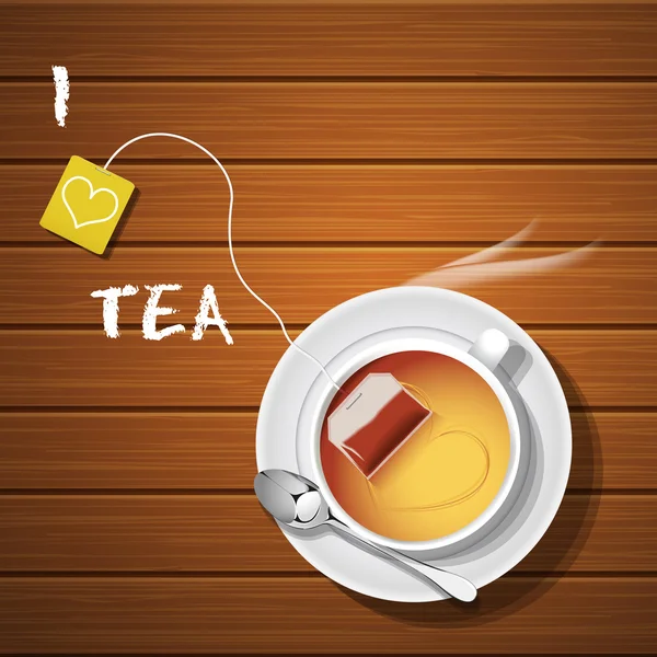 bir fincan sıcak çay ve çay poşeti Buhar ile