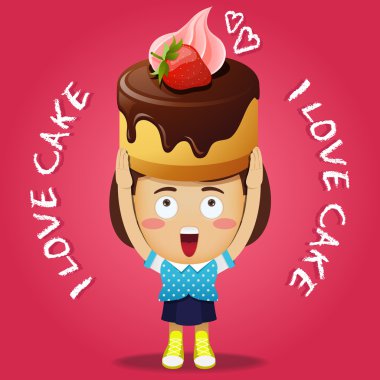 mutlu kadın büyük pasta