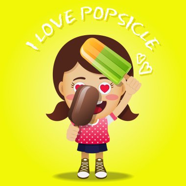 mutlu bir kadın tutarak büyük popsicles