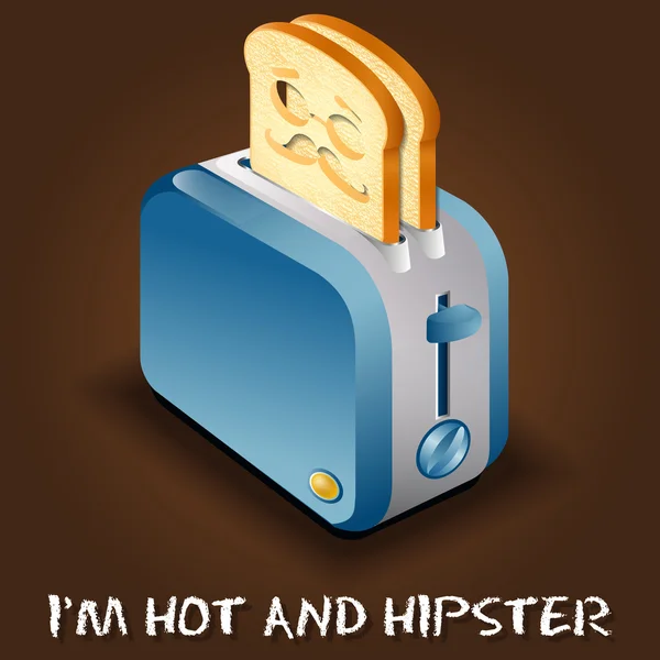 烤面包机和切片的面包与面部表情动画 — 图库矢量图片