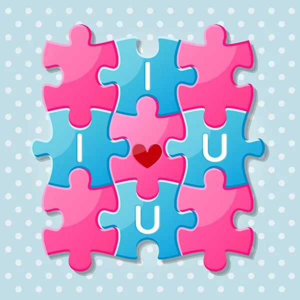 Jigsaw pezzi puzzle con le parole ti amo — Vettoriale Stock