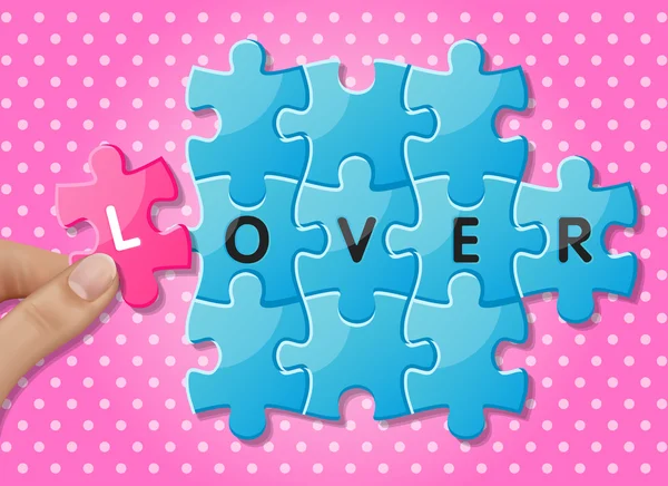 Jigsaw puzzle potongan dengan kata-kata kekasih - Stok Vektor