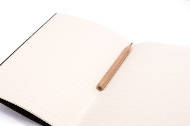 Küçük klasik defter ile ahşap kalem