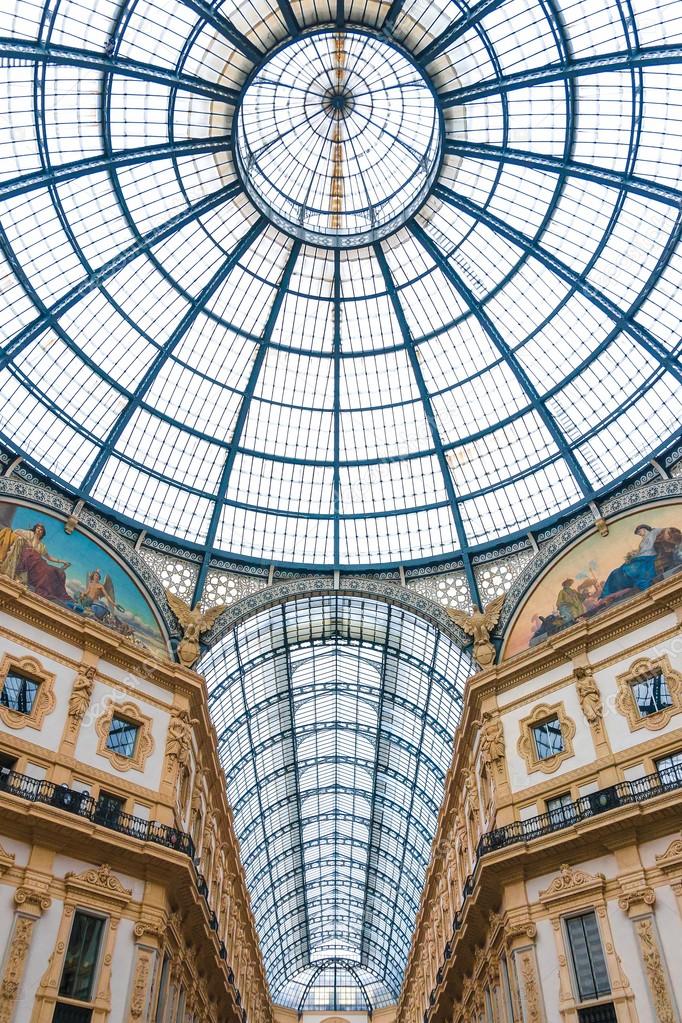 glass dome of Galleria Vittorio Emanuele II shopping gallery