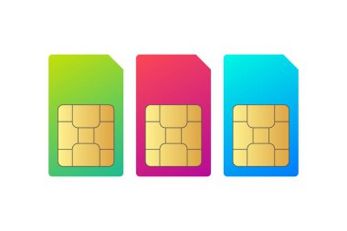 Sim Kart Çipini beyaz arkaplanda ayarla