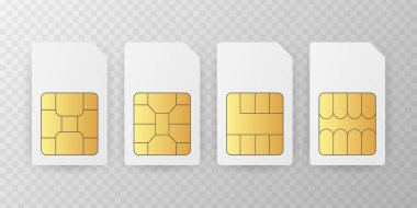 Set Sim Card Chip on white background clipart